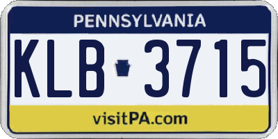 PA license plate KLB3715