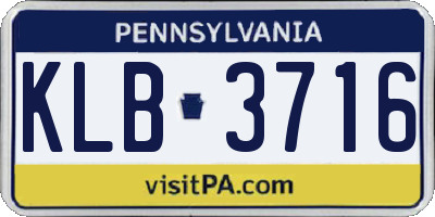 PA license plate KLB3716