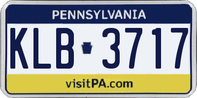 PA license plate KLB3717