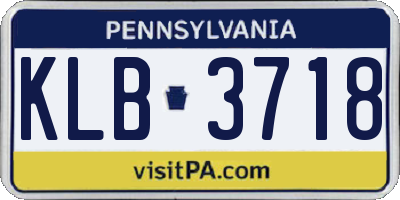 PA license plate KLB3718