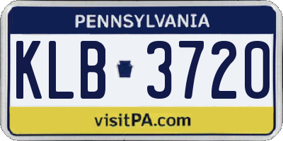 PA license plate KLB3720