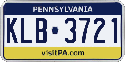 PA license plate KLB3721