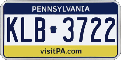 PA license plate KLB3722