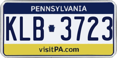 PA license plate KLB3723