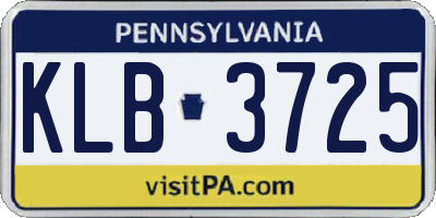 PA license plate KLB3725