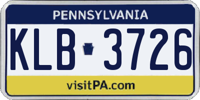 PA license plate KLB3726