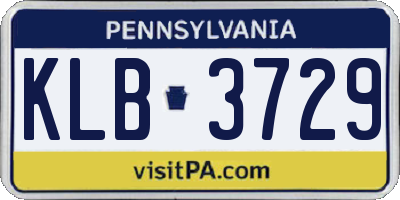 PA license plate KLB3729