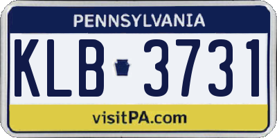PA license plate KLB3731
