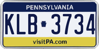 PA license plate KLB3734