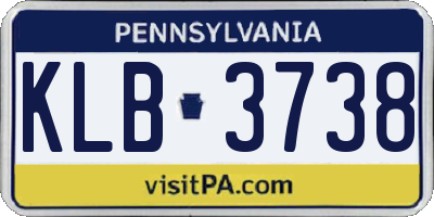 PA license plate KLB3738