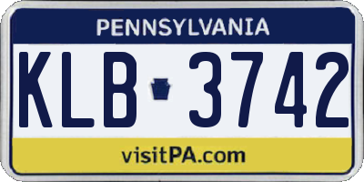 PA license plate KLB3742