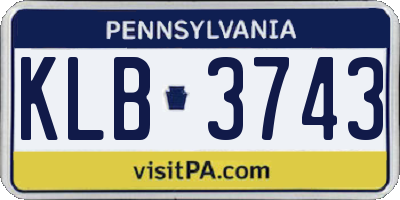 PA license plate KLB3743
