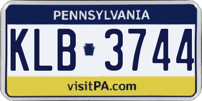 PA license plate KLB3744