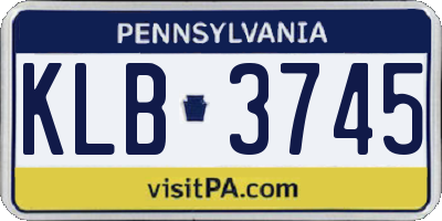 PA license plate KLB3745