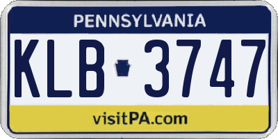 PA license plate KLB3747
