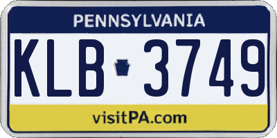 PA license plate KLB3749