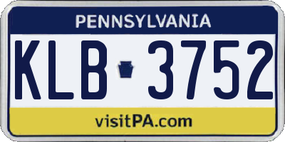 PA license plate KLB3752