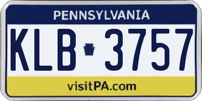 PA license plate KLB3757