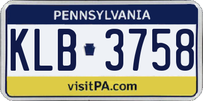 PA license plate KLB3758