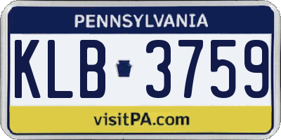 PA license plate KLB3759