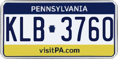 PA license plate KLB3760