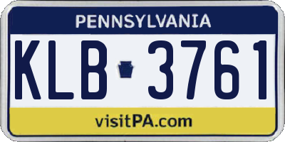 PA license plate KLB3761