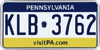 PA license plate KLB3762