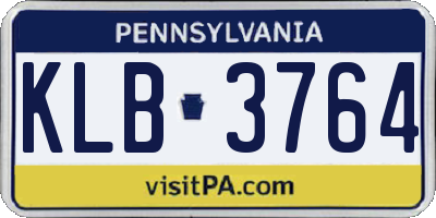 PA license plate KLB3764