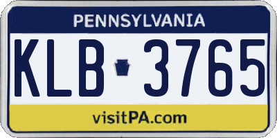 PA license plate KLB3765