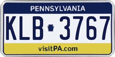 PA license plate KLB3767