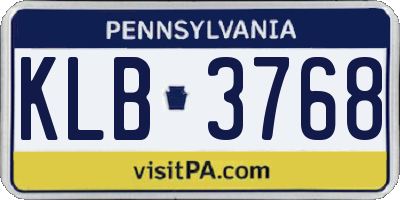 PA license plate KLB3768