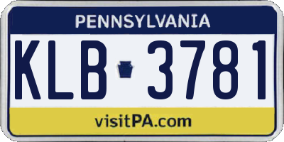 PA license plate KLB3781