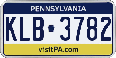 PA license plate KLB3782