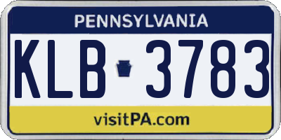 PA license plate KLB3783