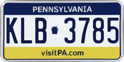 PA license plate KLB3785