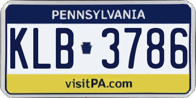 PA license plate KLB3786