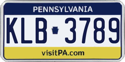 PA license plate KLB3789
