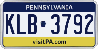 PA license plate KLB3792