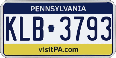 PA license plate KLB3793