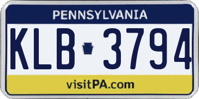 PA license plate KLB3794