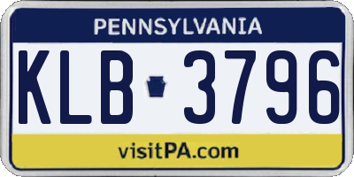 PA license plate KLB3796