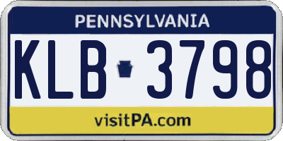 PA license plate KLB3798