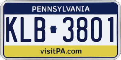 PA license plate KLB3801