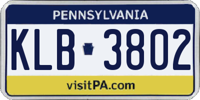 PA license plate KLB3802