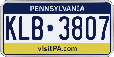 PA license plate KLB3807