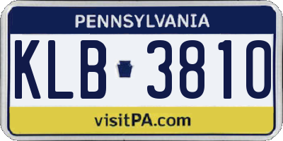 PA license plate KLB3810