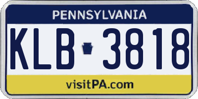 PA license plate KLB3818