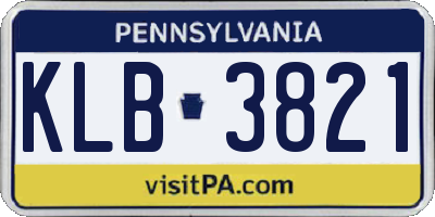 PA license plate KLB3821