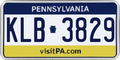 PA license plate KLB3829