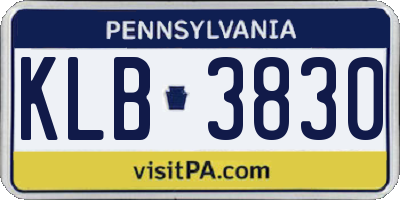 PA license plate KLB3830